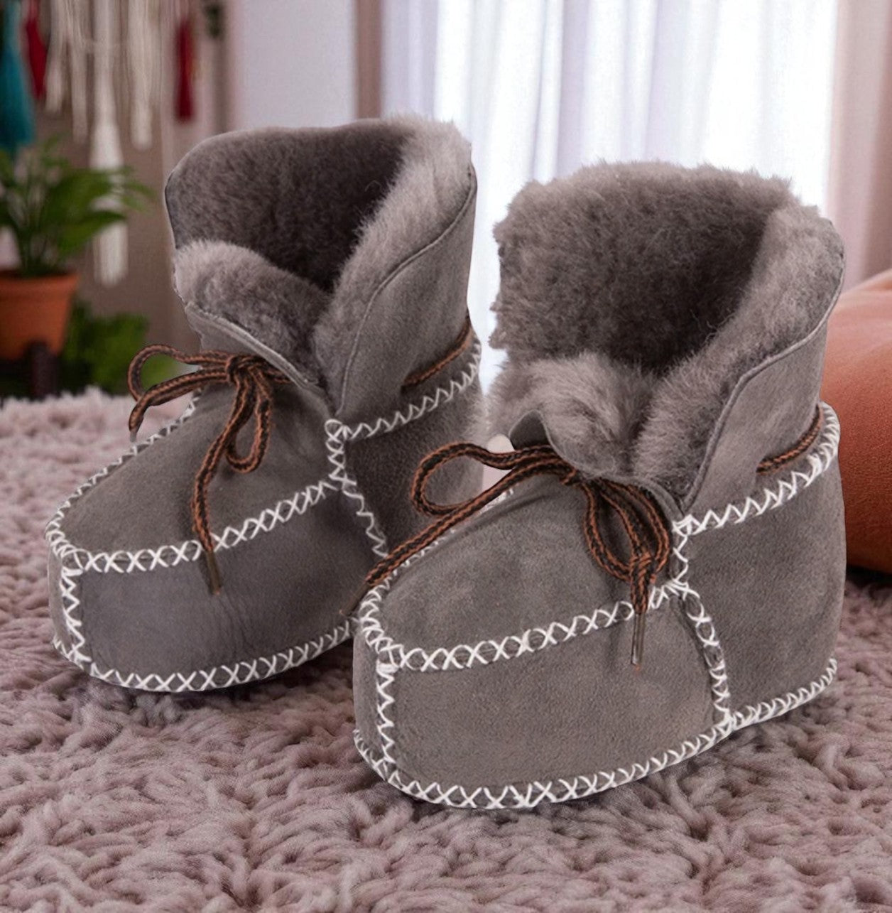 Baby Lammfellschuhe 12-18 Monate grau