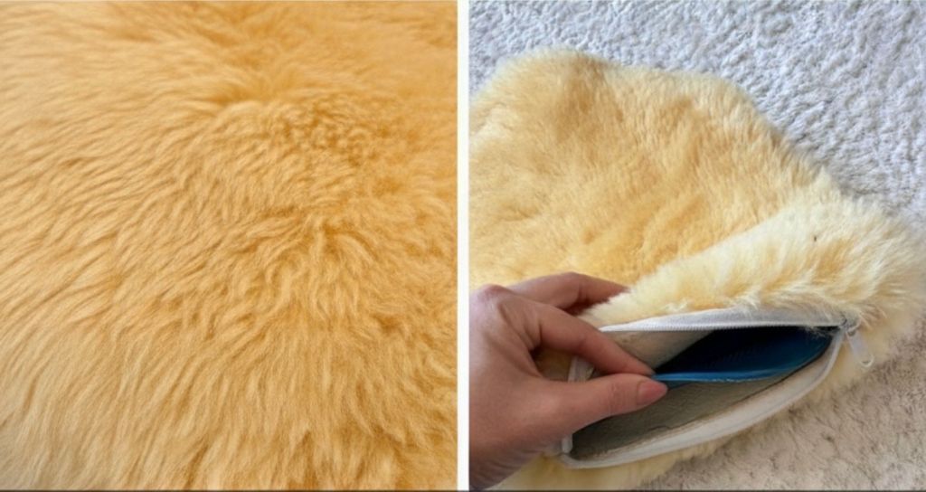 Wärmflasche Wärmflaschenbezug medizinisches Lammfell inkl. Gummiflasche– Natur pur