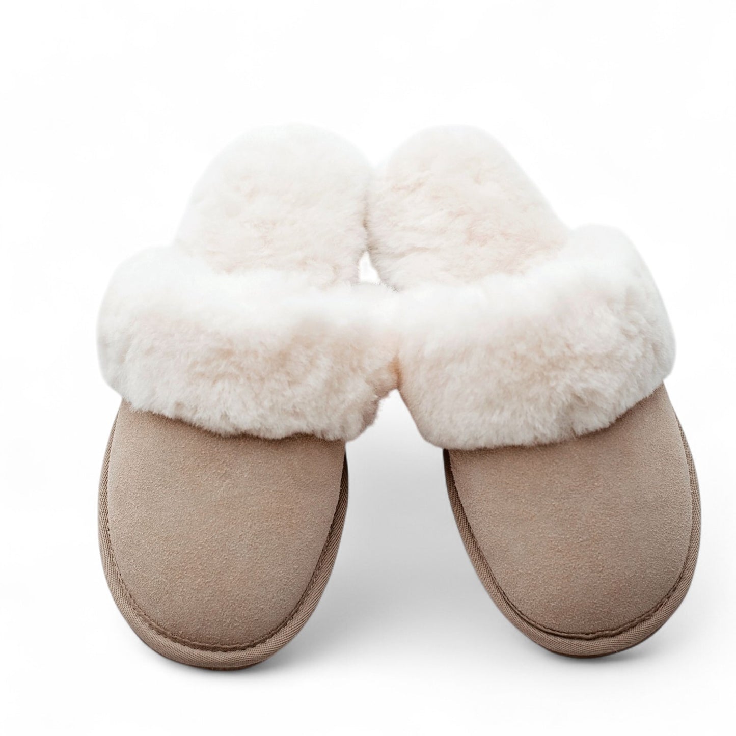 Echt Lammfell Hausschuhe Leder beige