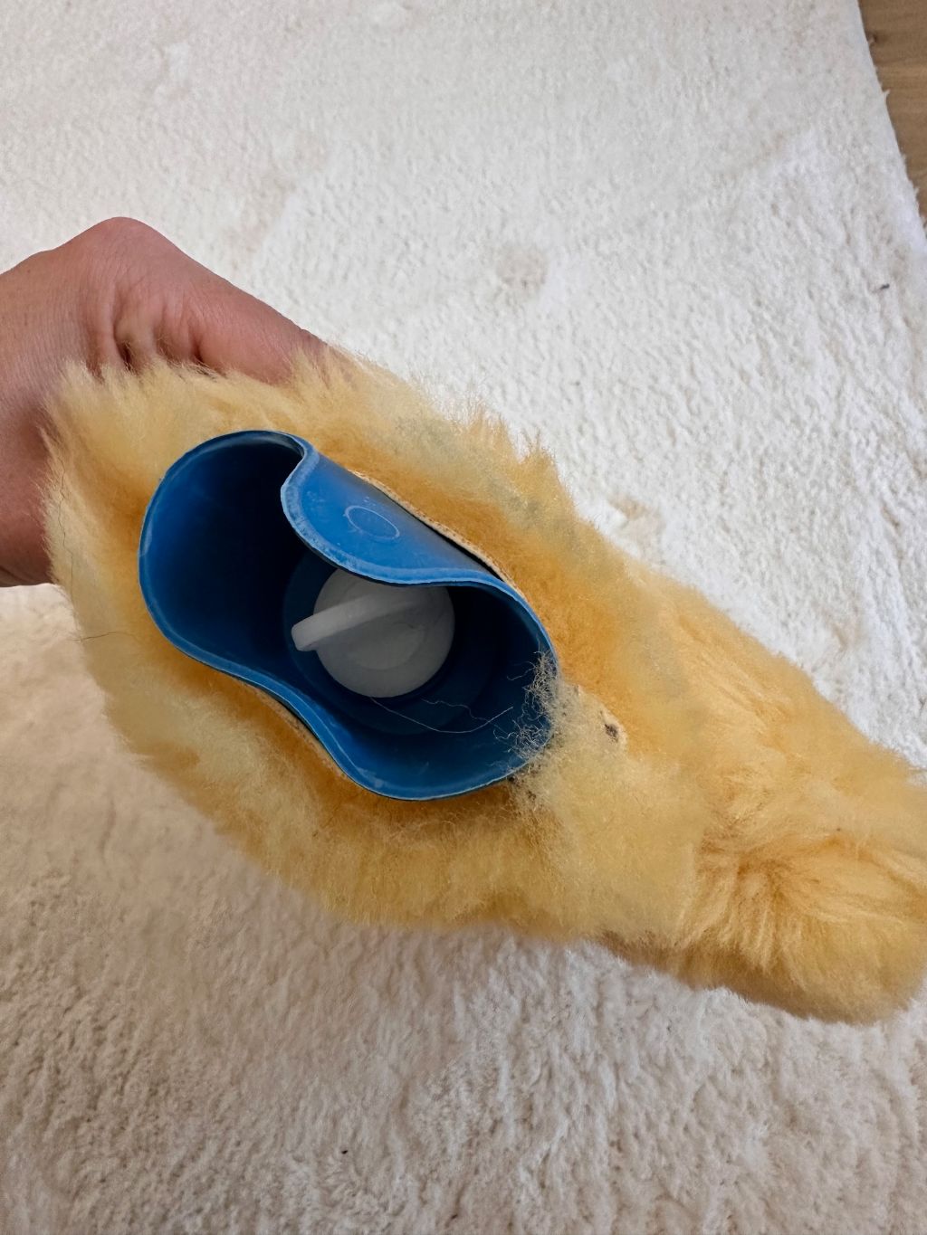 Wärmflasche Wärmflaschenbezug medizinisches Lammfell inkl. Gummiflasche– Natur pur