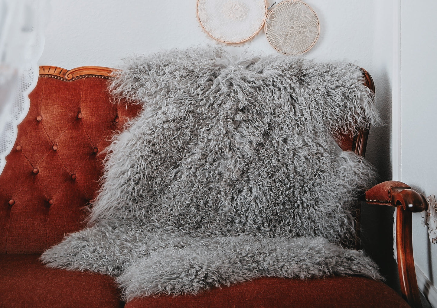 Tibet Lammfell in hellgrau