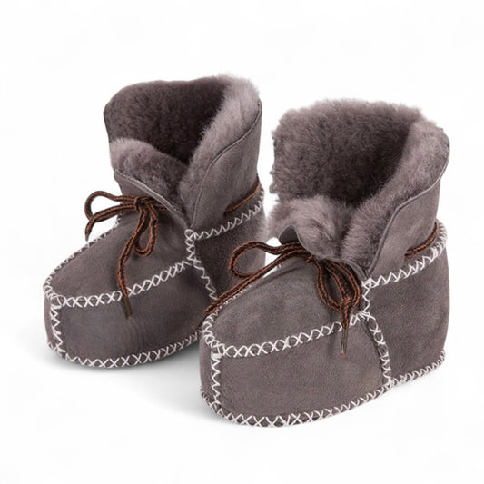 Baby Lammfellschuhe 6 - 12 Monate grau