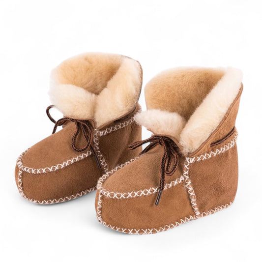 Baby Lammfellschuhe 6-12 Monate hellbraun