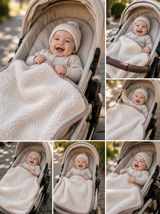 Baby Wolldecke aus Schafwolle beige 