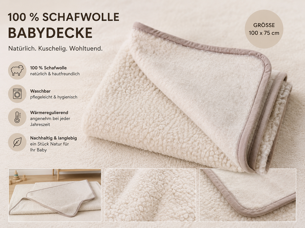 Babydecke aus natürlicher Schafwolle 