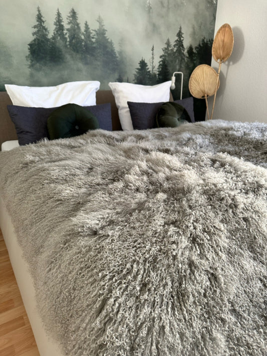 Pelzdecke Tagesdecke Überwurfdecke - mangolisches Lammfell